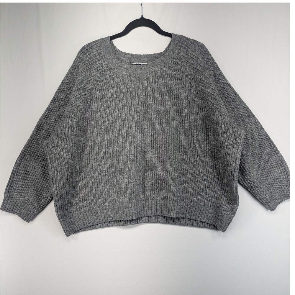 Old Navy XXL Gray Chunky Ribbed Knit Oversized Pullover Sweater Raglan Sleeve